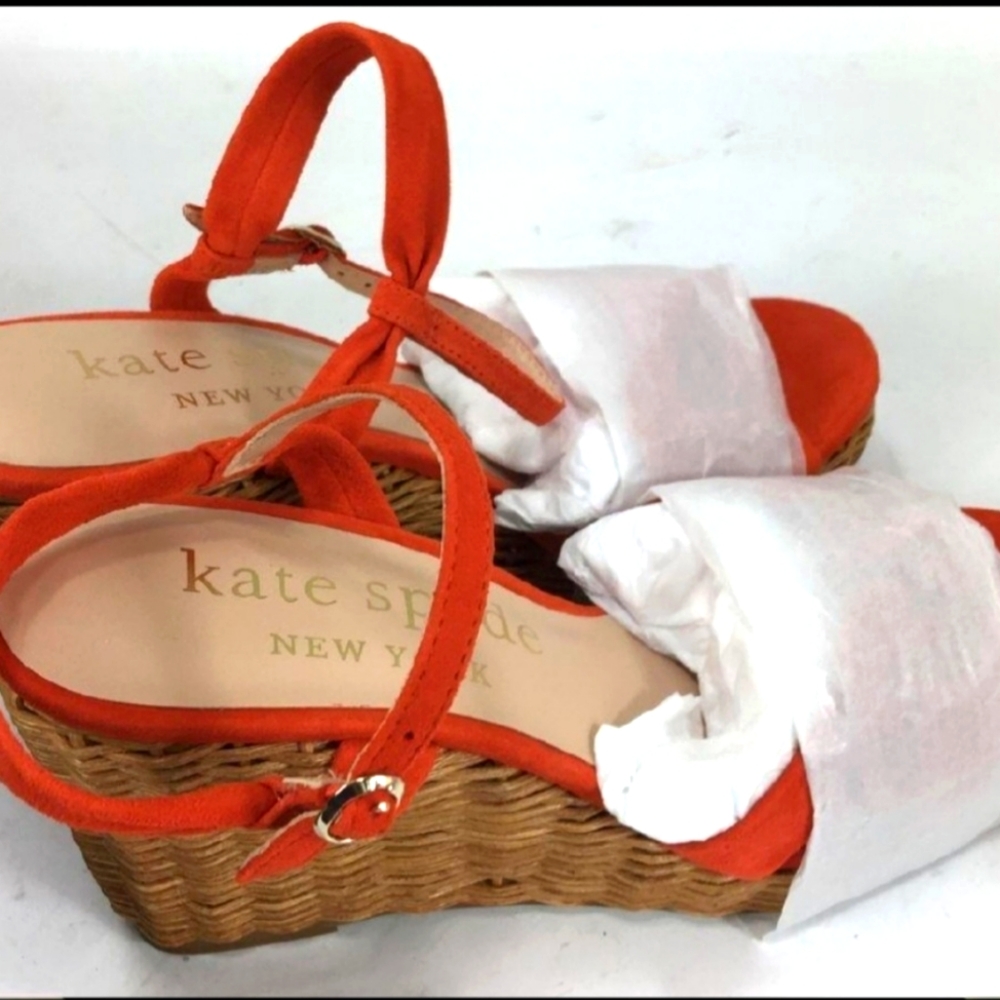 NIB Kate Spade Size 9 Dried Apricot Patio Platform Wedge Sandal - Picture 14 of 15